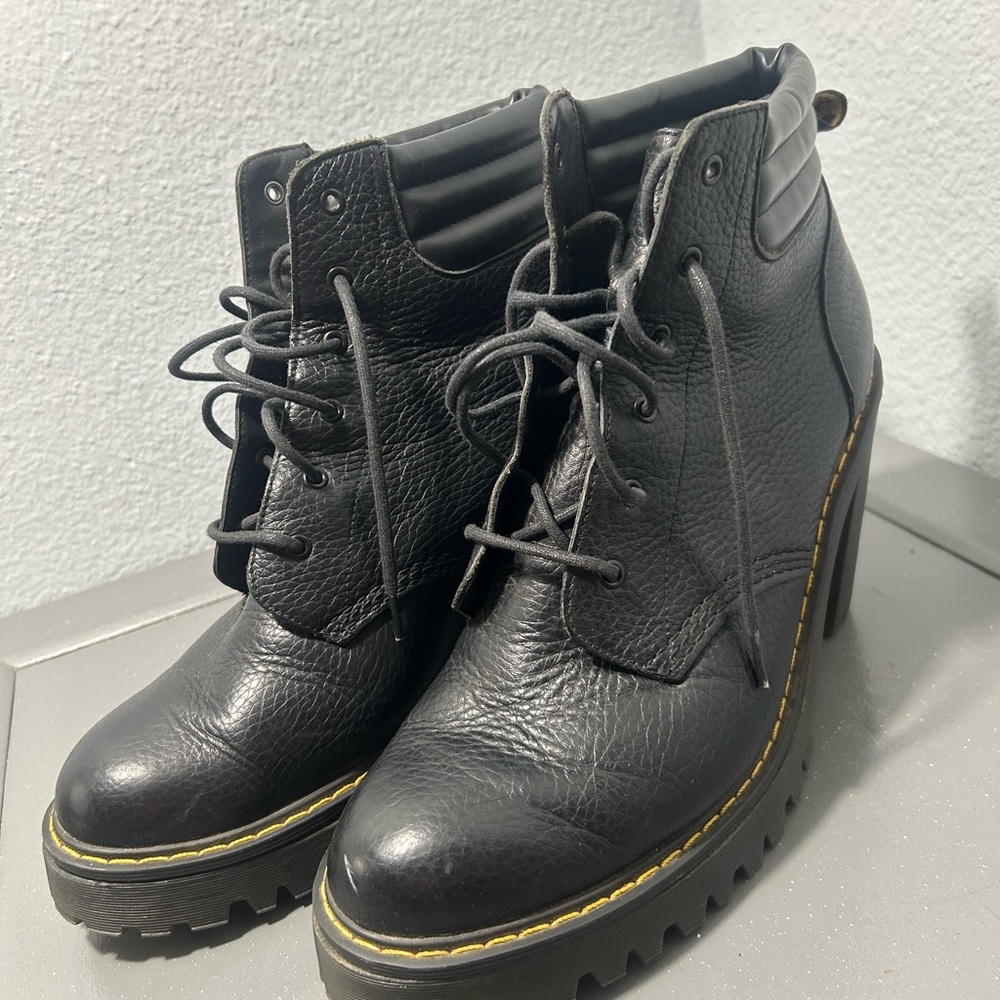 Dr. Martens Persephone Black Leather Lace-Up Platform Ankle Boots